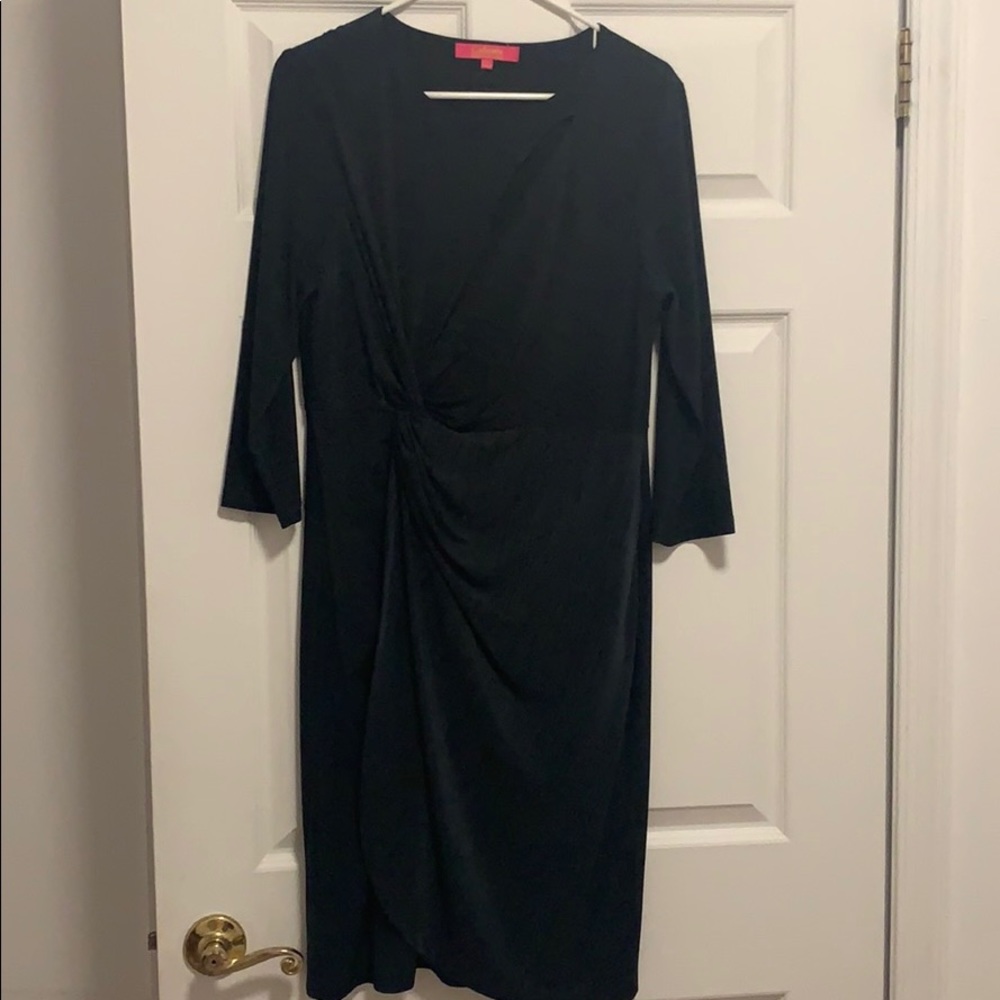 Blue grey cutout tulip dress with knot detail